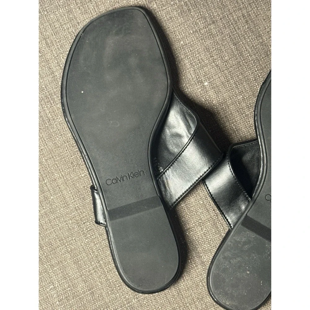 CK embossed black leather sandals 9 Calvin Klein